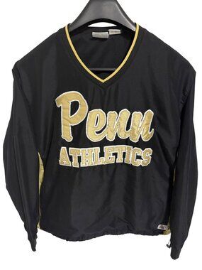 Penn Kingsmen High School Vintage Pullover V Neck Size Large Black Gold